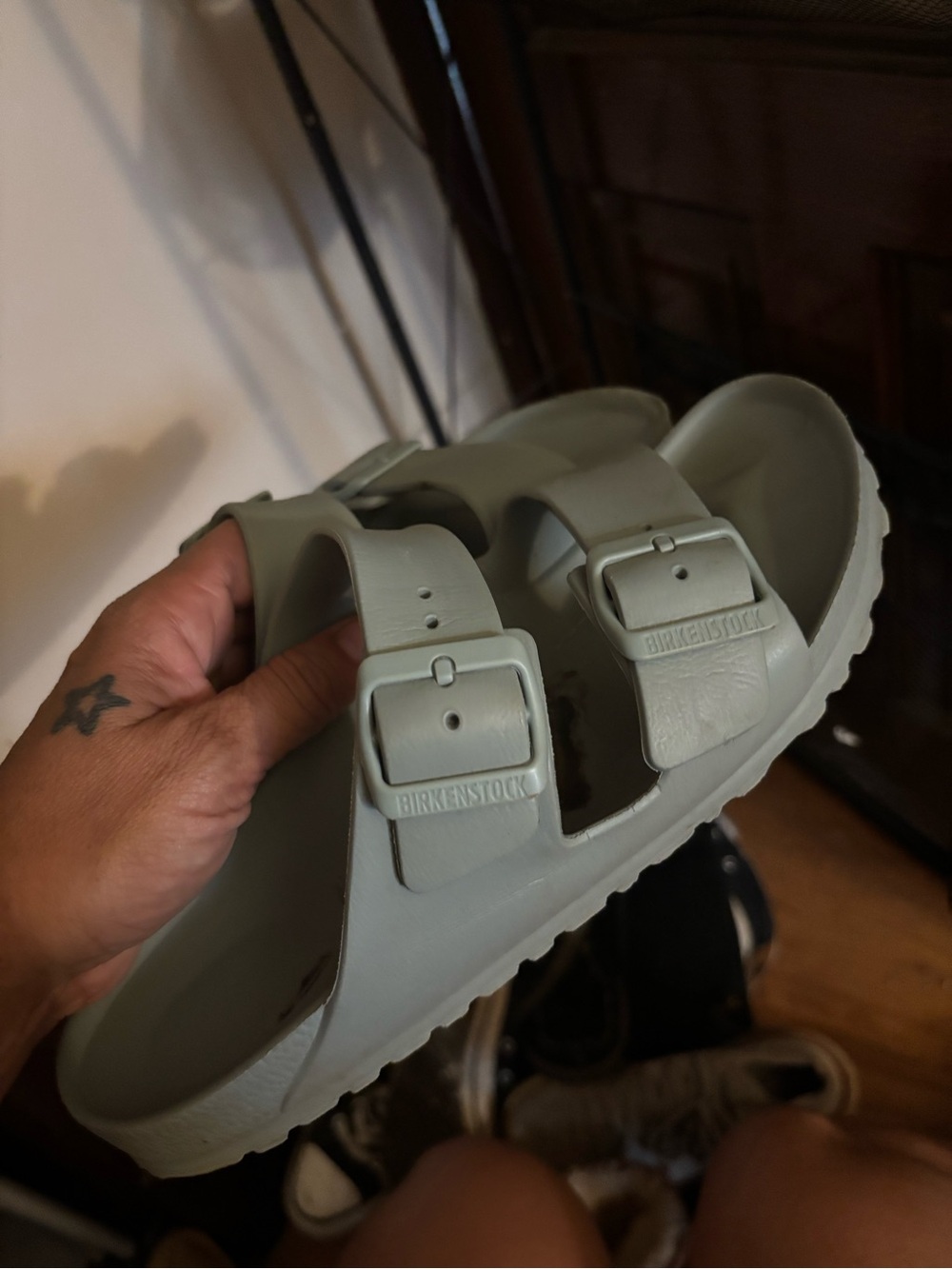 Birkenstock Men's Two-Strap EVA Sandals in Light Gray